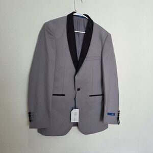 Gino Vitale Men's Gray Blazer with Black Trim Slim Fit Size 38R Model:GV501